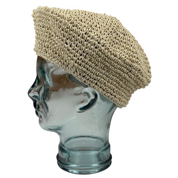 Karl Lagerfeld Paris Woven Straw French Girl Beret Cap Hat in Natural OS NWT - Picture 5 of 10